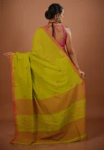 Pakhi / A Pure Bengal Handloom Cotton Jamdani Saree - Image 4