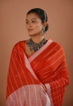 Sindoor / A Pure Bengal Handloom Cotton Jamdani Saree - Image 3