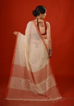 Alta / A Pure Bengal Handloom Cotton Jamdani Saree - Image 4