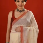 Alta / A Pure Bengal Handloom Cotton Jamdani Saree