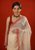 Alta / A Pure Bengal Handloom Cotton Jamdani Saree