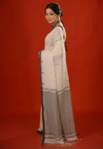 Shada Kalo / A Pure Bengal Handloom Cotton Jamdani Saree - Image 5