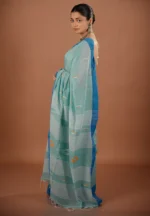 Neelakash / A Pure Bengal Handloom Cotton Jamdani Saree - Image 2