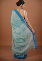 Neelakash / A Pure Bengal Handloom Cotton Jamdani Saree - Image 4