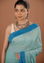 Neelakash / A Pure Bengal Handloom Cotton Jamdani Saree - Image 3