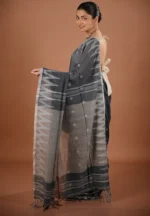 Megh / A Pure Bengal Handloom Cotton Jamdani Saree - Image 4