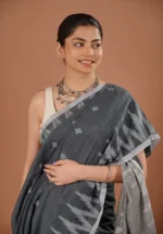 Megh / A Pure Bengal Handloom Cotton Jamdani Saree - Image 3