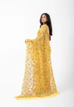 Golden Ray/ A Chikankari Chiffon Saree - Image 3