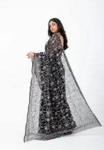Crimson Rhapsody/ A Chikankari Chiffon Saree - Image 2