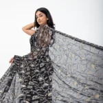 Crimson Rhapsody/ A Chikankari Chiffon Saree
