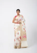 White Lotus/ A pure Katan Silk Saree - Image 2