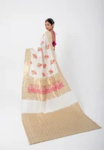 White Lotus/ A pure Katan Silk Saree - Image 4